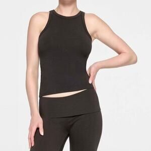 SKIMS Cotton Jersey Crew Neck Tank XS Soot